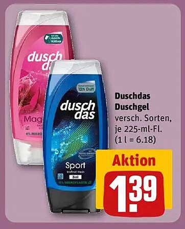 Duschdas Duschgel, verschiedene Sorten, je 225-ml-Fl.