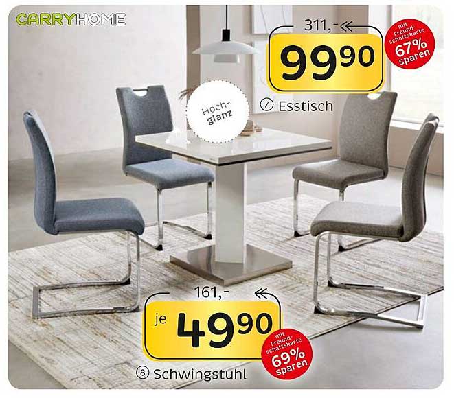Esstisch und Schwingstuhl Set