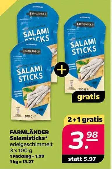 FARMLÄNDER Salamisticks* edelgeschimmelt 3 x 100 g