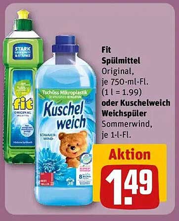 Fit Spülmittel Original oder Kuschelweich Weichspüler Sommerwind