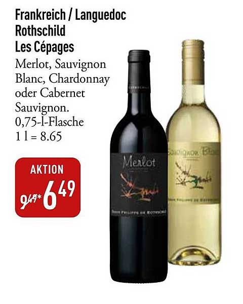 Frankreich / Languedoc Rothschild Les Cépages - Merlot, Sauvignon Blanc, Chardonnay oder Cabernet Sauvignon