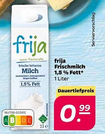 frija Frischmilch 1,5 % Fett 1 Liter