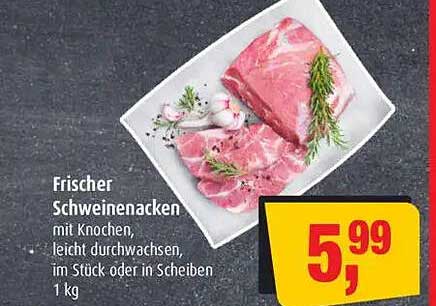 Frischer Schweinenacken mit Knochen, leicht durchwachsen, im Stück oder in Scheiben 1 kg