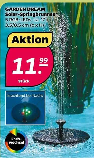 GARDEN DREAM Solar-Springbrunnen mit 5 RGB-LEDs