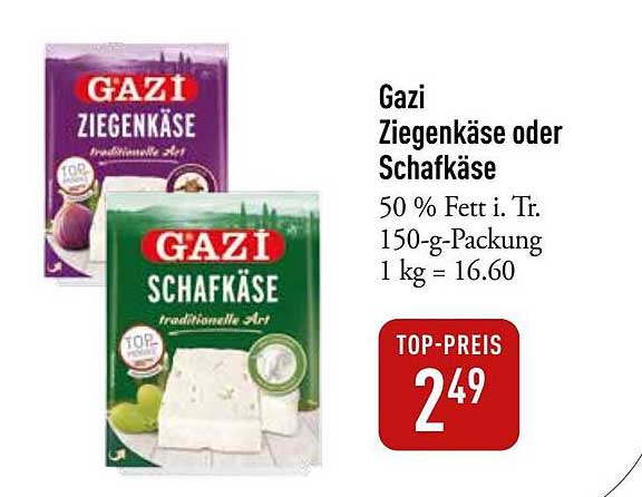 Gazi Ziegenkäse oder Schafkäse 150-g-Packung