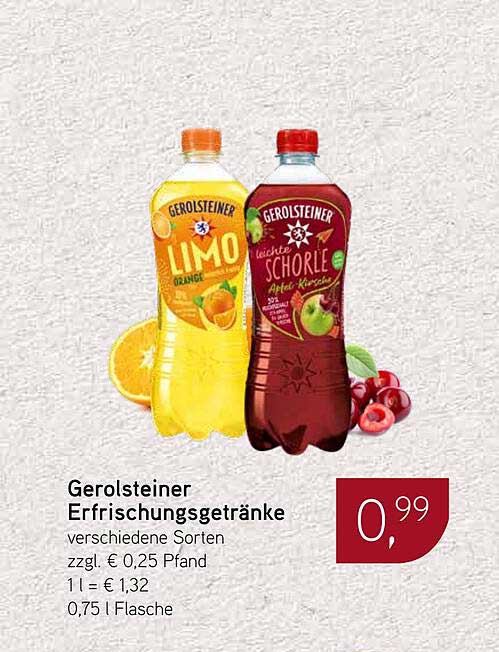 Gerolsteiner Erfrischungsgetränke verschiedene Sorten