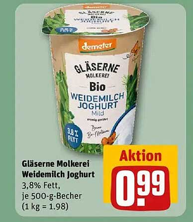 Gläserne Molkerei Weidemilch Joghurt 500 g