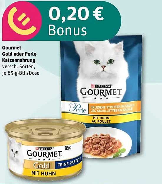 Gourmet Gold oder Perle Katzennahrung 85 g-Dosen