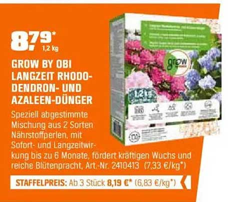 GROW BY OBI LANGZEIT RHODODENDRON- UND AZALEEN-DÜNGER 1,2 KG