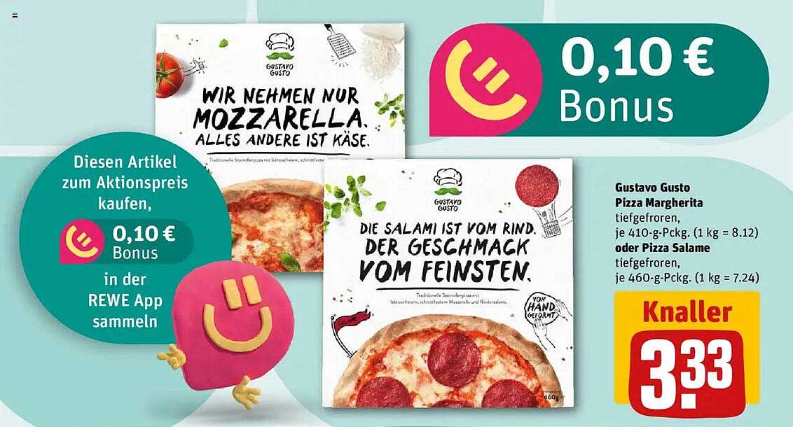 Gustavo Gusto Pizza Margherita oder Pizza Salame - Knallerpreis!