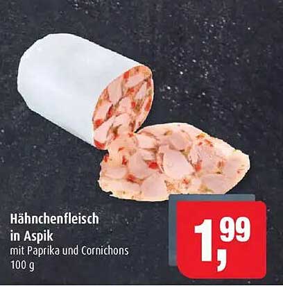 Hähnchenfleisch in Aspik mit Paprika und Cornichons 100 g