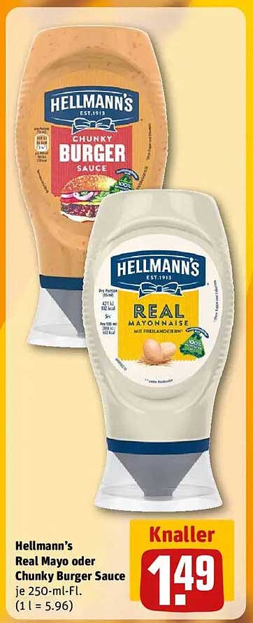 Hellmann's Real Mayo oder Chunky Burger Sauce je 250-ml-Fl.