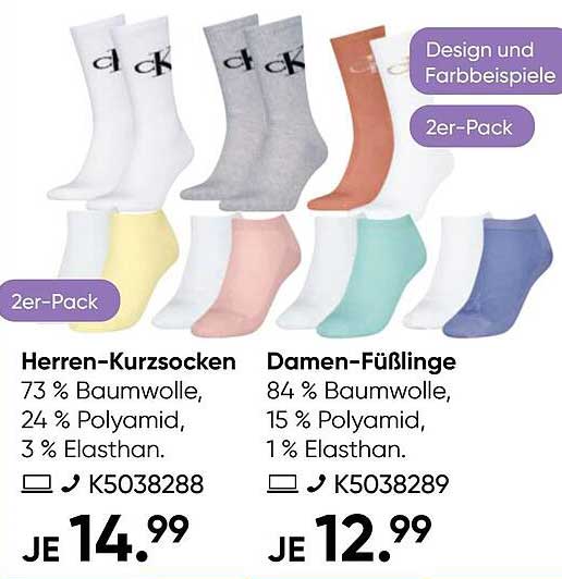 Herren-Kurzsocken 2er-Pack und Damen-Füßlinge 2er-Pack