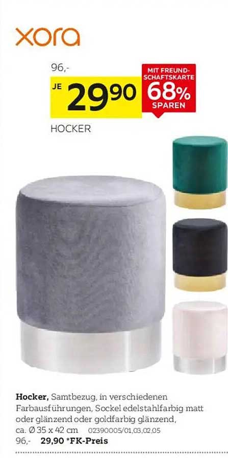 Hocker Samtbezug in verschiedenen Farben – nur 29,90 €