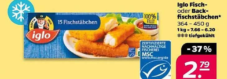 Iglo Fisch- oder Backfischstäbchen, 15 Stück