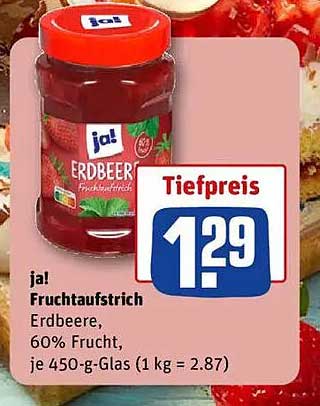 ja! Fruchtaufstrich Erdbeere, 450 g