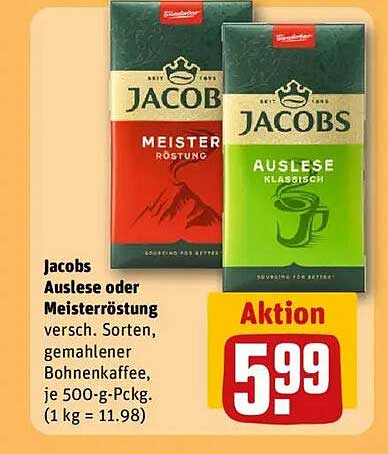 Jacobs Auslese oder Meisterröstung 500 g Packung