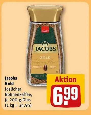 Jacobs Gold löslicher Bohnenkaffee, je 200-g-Glas