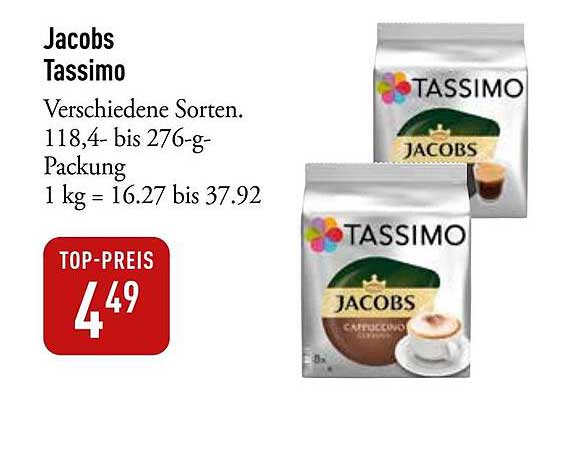 Jacobs Tassimo - Verschiedene Sorten, 118,4- bis 276-g-Packung