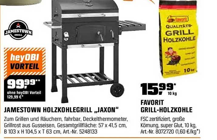 JAMESTOWN HOLZKOHLENGRILL „JAXON“