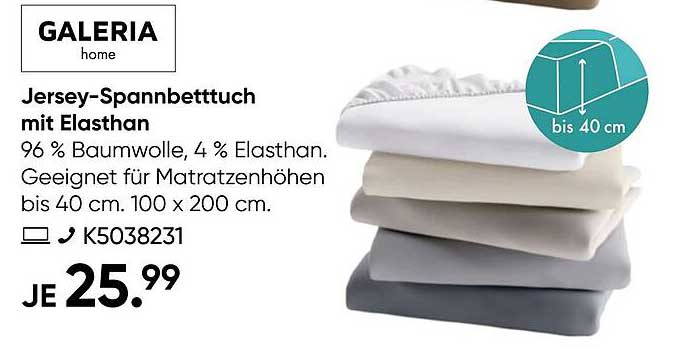 Jersey-Spannbettuch mit Elasthan von Galeria
