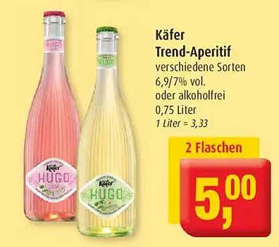 Käfer Trend-Aperitif 6,9% vol. oder alkoholfrei - 2 Flaschen für 5,00 €