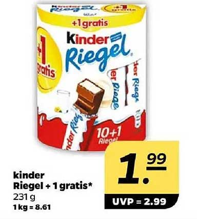 kinder Riegel + 1 gratis*