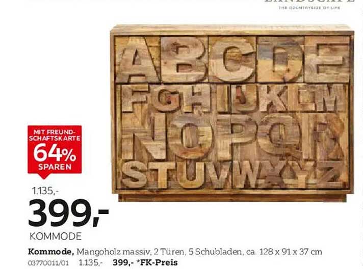 KOMMODE aus massivem Mangoholz – 64% sparen!