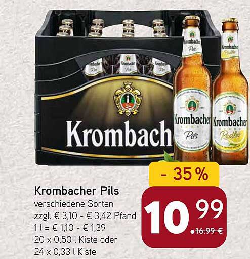 Krombacher Pils - 35% Rabatt auf ausgewählte Sorten