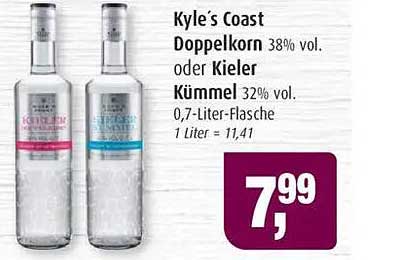 Kyle’s Coast Doppel-korn 38% vol. oder Kieler Kümmel 32% vol., 0,7-Liter-Flasche