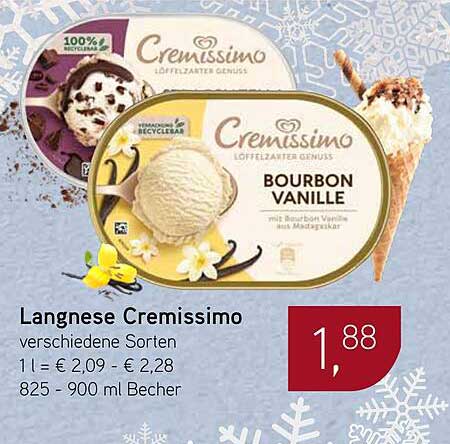 Langnese Cremissimo Bourbon Vanille - 900 ml Becher