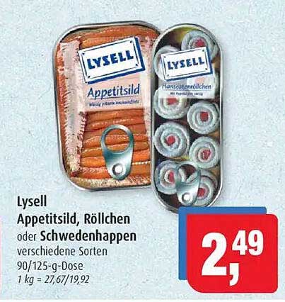 Lysell Appetitsild, Röllchen oder Schwedenhappen - verschiedene Sorten