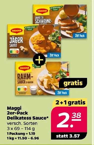 Maggi 2er-Pack Delikatess Sauce - Verschiedene Sorten mit gratis Packung