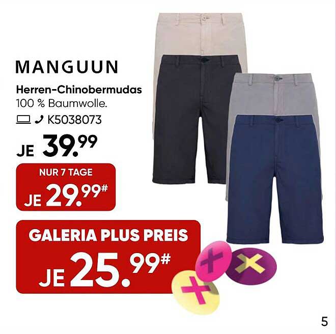 MANGUUN Herren-Chinobermudas aus 100 % Baumwolle