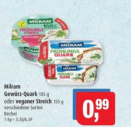 Milram Gewürz-Quark 185 g oder veganer Streich 155 g verschiedene Sorten