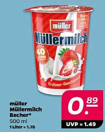 müller Müller Milch Becher Erdbeer-Geschmack 500 ml