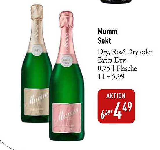 Mumm Sekt Dry, Rosé Dry oder Extra Dry (0,75-l-Flasche)