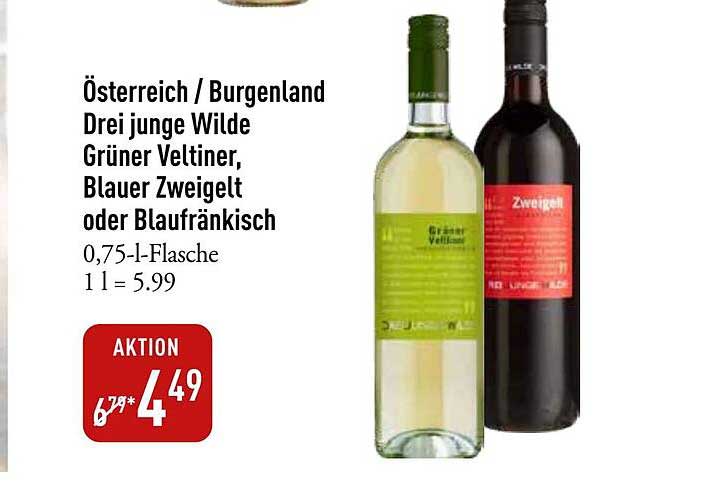 Österreich / Burgenland Drei junge Wilde Grüner Veltiner, Blauer Zweigelt oder Blaufränkisch 0,75-l-Flasche