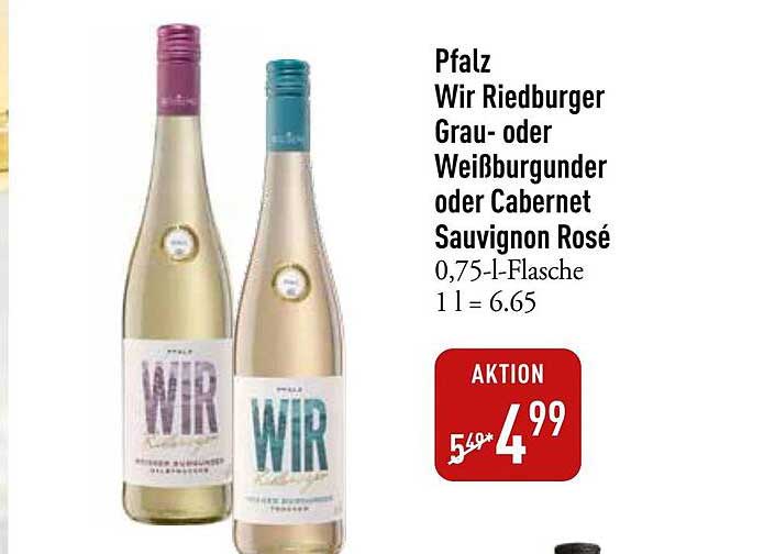 Pfalz Wir Riedburger Grau- oder Weißburgunder oder Cabernet Sauvignon Rosé 0,75-l-Flasche