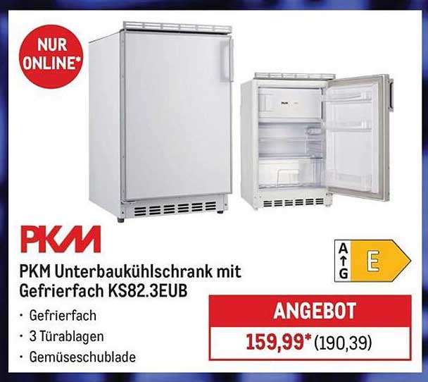 PKM Unterbaukühlschrank mit Gefrierfach KS82.3EUB