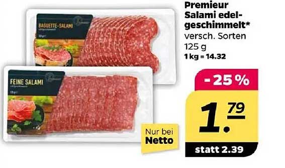 Premieur Salami edel-geschimmelt* (versch. Sorten, 125 g)