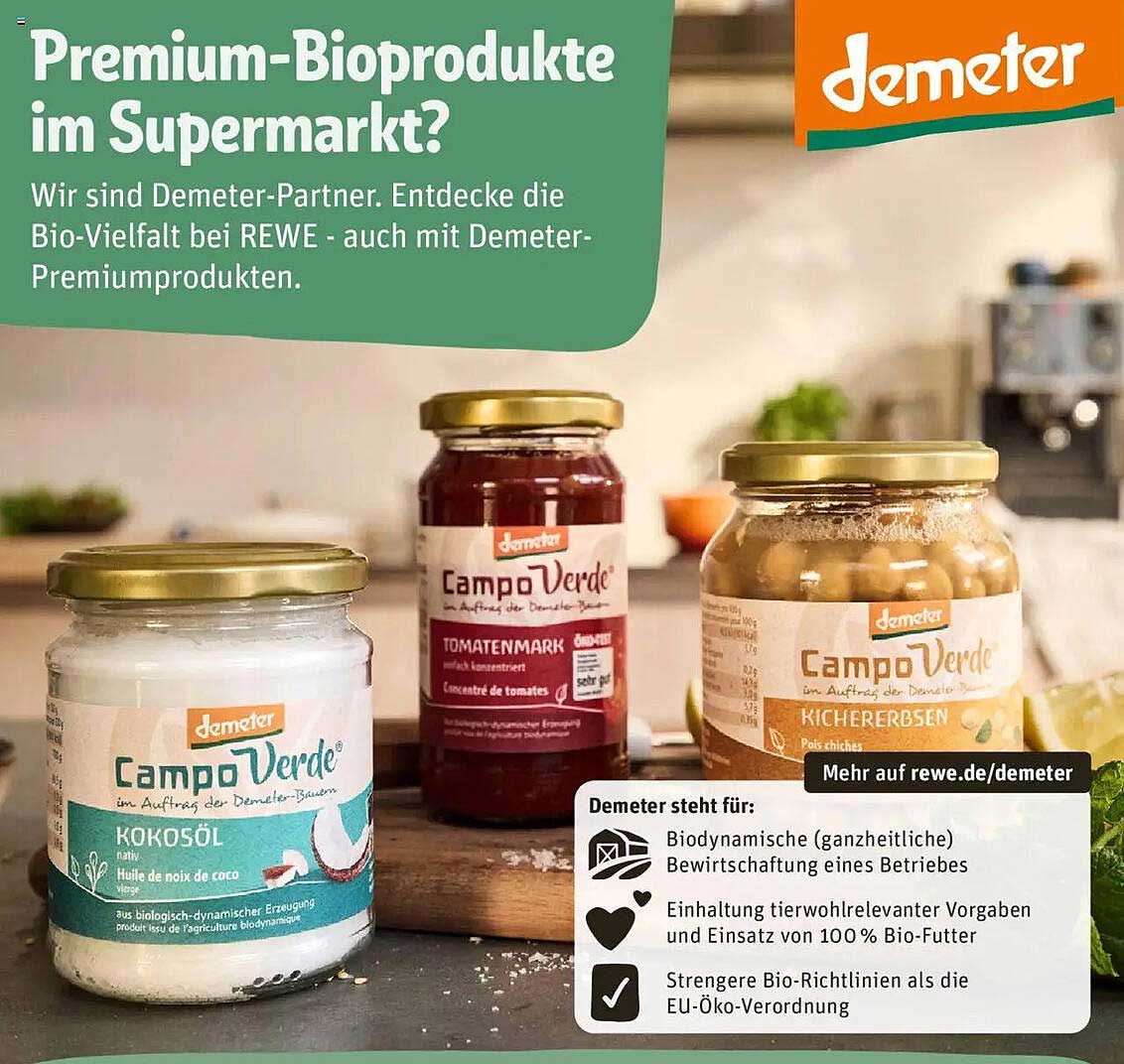 Premium-Bioprodukte von Campo Verde – Demeter-Qualität im REWE Kaufpark
