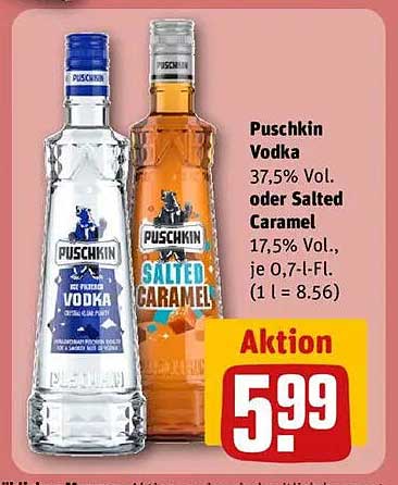 Puschkin Vodka 37,5% Vol. oder Salted Caramel 17,5% Vol. - je 0,7 l