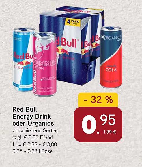 Red Bull Energy Drink oder Organics - 32 % Rabatt!