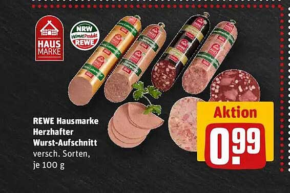 REWE Hausmarke Herzhaft Wurst-Aufschnitt, verschiedene Sorten, je 100 g