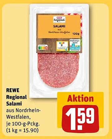 REWE Regional Salami aus Nordrhein-Westfalen, je 100-g-Pckg.