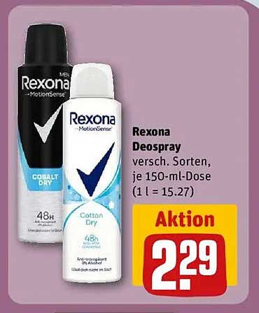 Rexona Deospray verschiedene Sorten, je 150-ml-Dose