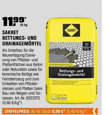 SAKRET Bettons- und Drainagemörtel 25 kg