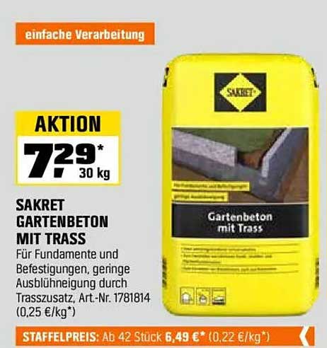 SAKRET Gartenbeton mit Trass - Ideal für Fundamentarbeiten