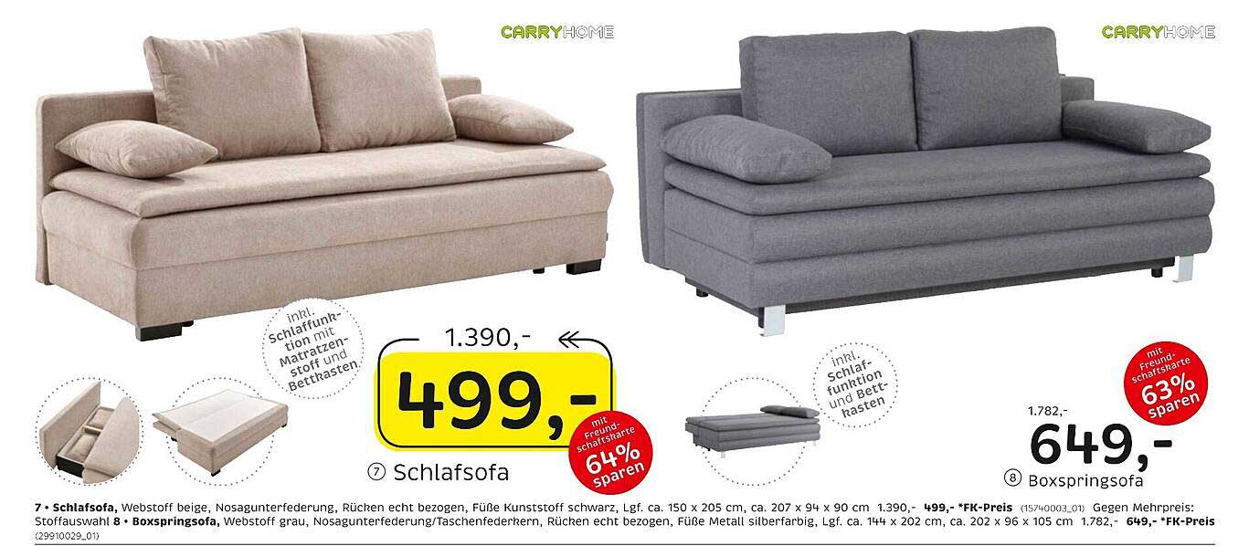 Schlafsofa in Beige und Boxspringsofa in Grau - Große Ersparnis bei XXXLutz!
